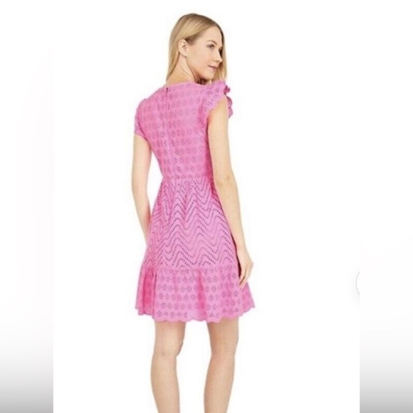 Vineyard Vines Pink Allamanda Floral Eyelet Flutter Sleeve Dress - Picture 3 of 6